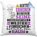 Wildtierforscher Geschenk Kissen mit Füllung 40x40 Lustiger Spruch Erheben Sie Sich Der Wildtierforscher Betritt den Raum (Grau) Blau Trendation