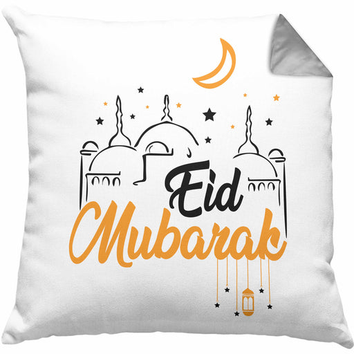 Eid Mubarak Kissen mit Füllung 40x40 Geschenk Muslime Geschenkidee Sprüche für Muslimische Menschen (Grau) Grau Trendation