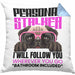 Mops Besitzerin Kissen mit Füllung 40x40 Geschenk Lustiger Spruch Geschenkidee Personal Stalker (Grau) Blau Trendation