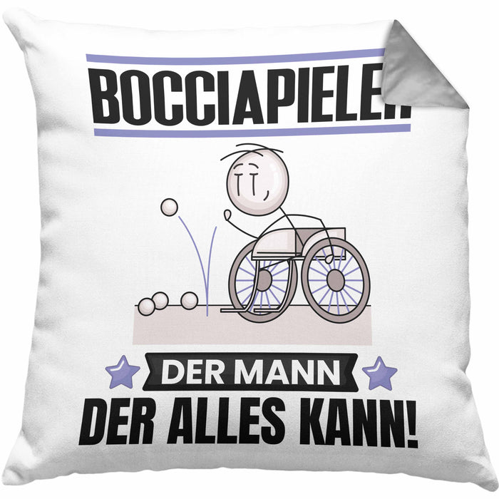Bocciapieler Kissen mit Füllung 40x40 Geschenk für Bocciapieler Der Mann Der Alles Kann Geschenkidee zum Geburtstag (Grau) Grau Trendation