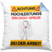 Discgolf-Spieler Kissen mit Füllung 40x40 Geschenk Lustiger Spruch Geschenkidee für Discgolf-Spieler Achtung Hochleistungs Discgolf-Spieler Bei Der Arbeit (Grau) Blau Trendation