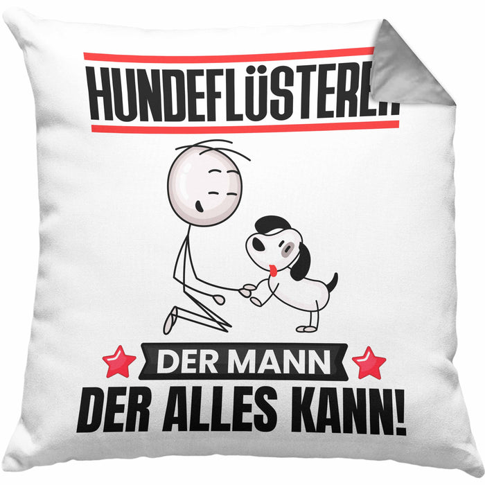 Hundeflüsterer Kissen mit Füllung 40x40 Geschenk für Hundeflüsterer Der Mann Der Alles Kann Geschenkidee zum Geburtstag (Grau) Grau Trendation