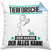 Tierforscher Kissen mit Füllung 40x40 Geschenk für Tierforscher Der Mann Der Alles Kann Geschenkidee zum Geburtstag (Grau) Blau Trendation