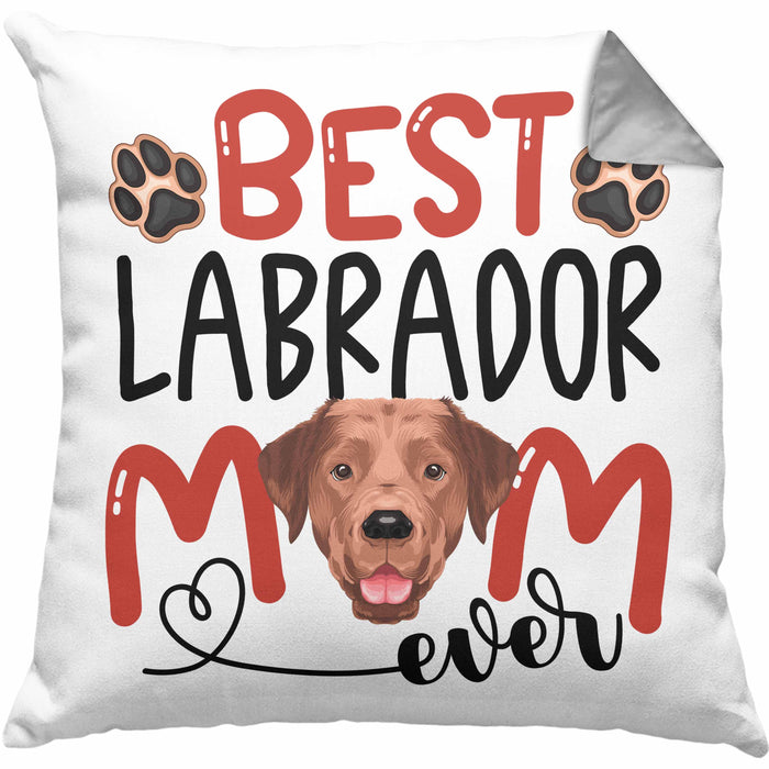 Labrador Mom Besitzerin Kissen mit Füllung 40x40 Geschenk Lustiger Spruch Geschenkidee Besitzerin Labrador Mama (Grau) Grau Trendation