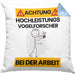 Vogelforscher Kissen mit Füllung 40x40 Geschenk Lustiger Spruch Geschenkidee für Vogelforscher Achtung Hochleistungs Vogelforscher Bei Der Arbeit (Grau) Blau Trendation