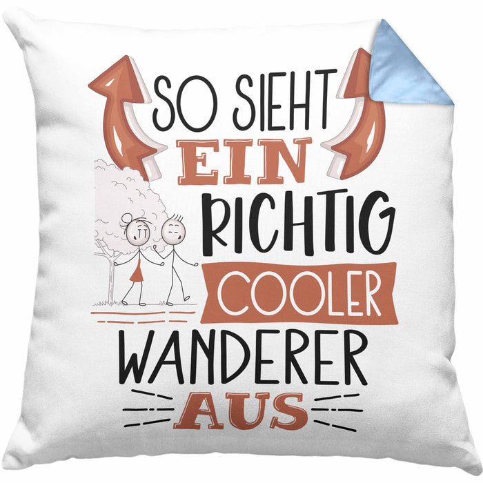 So Sieht Ein Richtig Cooler Wandern Aus Geschenk Kissen mit Füllung 40x40 Lustiger Spruch Geschenkidee (Grau) Blau Trendation