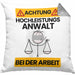 Anwalt Kissen mit Füllung 40x40 Geschenk Lustiger Spruch Geschenkidee für Anwalt Achtung Hochleistungs Anwalt Bei Der Arbeit (Grau) Grau Trendation