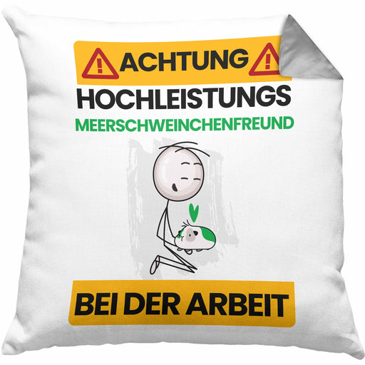 Meerschweinchenfreund Kissen mit Füllung 40x40 Geschenk Lustiger Spruch Geschenkidee für Meerschweinchenfreund Achtung Hochleistungs Meerschweinchenfreund Bei Der Arbeit (Grau) Grau Trendation