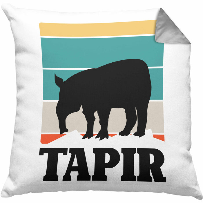 Lustige Tapir Kissen mit Füllung 40x40 Geschenk Tapir Liebhaber Grafik Retro (Grau) Grau Trendation