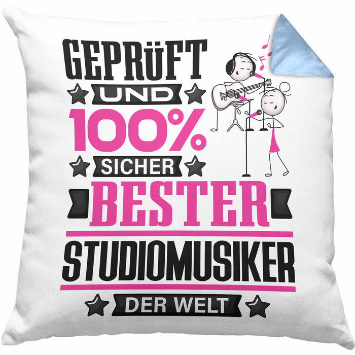 Studiomusiker Geschenk Lustiger Spruch für Studiomusiker Geschenkidee Bester Studiomusiker Der WeltKissen mit Füllung 40x40 (Grau) Blau Trendation