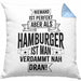 Hamburg Kissen mit Füllung 40x40 Fan Hamburger Geschenkidee Spruch Niemand Ist Perfekt Aber Als Hamburger Ist Man Verdammt Nah Dran (Grau) Blau Trendation