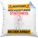 Stiefenkel Kissen mit Füllung 40x40 Geschenk Lustiger Spruch Geschenkidee für Stiefenkel Achtung Hochleistungs Stiefenkel Bei Der Arbeit (Grau) Blau Trendation