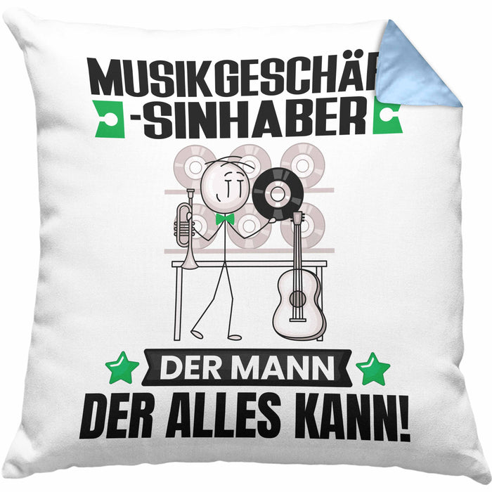 Musikgeschäftsinhaber Kissen mit Füllung 40x40 Geschenk für Musikgeschäftsinhaber Der Mann Der Alles Kann Geschenkidee zum Geburtstag (Grau) Blau Trendation