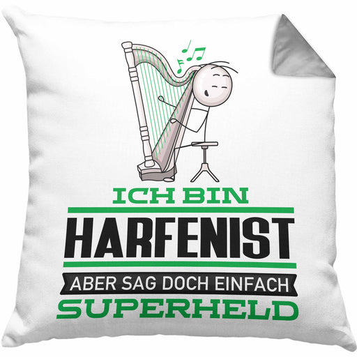 Harfenist Geschenk Kissen mit Füllung 40x40 Ich Bin Harfenist Aber Sag Doch Einfach Superheld Lustige Geschenkdiee für Harfenist (Grau) Grau Trendation