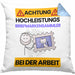 Briefmarkensammler Kissen mit Füllung 40x40 Geschenk Lustiger Spruch Geschenkidee für Briefmarkensammler Achtung Hochleistungs Briefmarkensammler Bei Der Arbeit (Grau) Blau Trendation