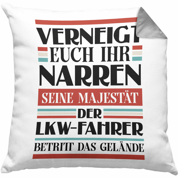 LKW Fahrer Geschenk Kissen mit Füllung 40x40 Geschenke Zubehör Lustig Mann Lkwfahrer Geschenkidee Kissen mit Füllung 40x40 mit Spruch (Grau) Grau Trendation