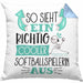 So Sieht Ein Richtig Cooler Softballspielerin Aus Geschenk Kissen mit Füllung 40x40 Lustiger Spruch Geschenkidee (Grau) Blau Trendation