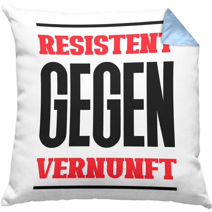 System Kissen mit Füllung 40x40 Geschenk Spruch Lustig Resistent Gegen Vernupft Geschenkidee Geburtstag (Grau) Blau Trendation