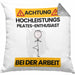 Pilates-Enthusiast Kissen mit Füllung 40x40 Geschenk Lustiger Spruch Geschenkidee für Pilates-Enthusiast Achtung Hochleistungs Pilates-Enthusiast Bei Der Arbeit (Grau) Grau Trendation