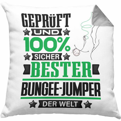 Bungee-Jumper Geschenk Lustiger Spruch für Bungee-Jumper Geschenkidee Bester Bungee-Jumper Der WeltKissen mit Füllung 40x40 (Grau) Grau Trendation