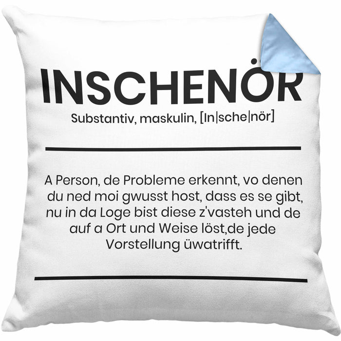 Ingenieur Kissen mit Füllung 40x40 Geschenk Ineschenör Geschenkidee Sprüche Ingenieurswesen Geschenkidee Definition (Grau) Blau Trendation
