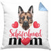 Schäferhund Besitzer Mom Mama Kissen mit Füllung 40x40 Geschenk Lustiger Spruch Geschenkidee Schäferhund Besitzerin (Grau) Blau Trendation