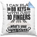Piano Klavier Kissen mit Füllung 40x40 Geschenk Klavierspieler Geschenkidee Pianist Pianisten Spruch I Can Play 88 Key With 10 Fingers (Grau) Blau Trendation