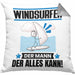 Windsurfer Kissen mit Füllung 40x40 Geschenk für Windsurfer Der Mann Der Alles Kann Geschenkidee zum Geburtstag (Grau) Grau Trendation
