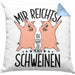 Lustige Kissen mit Füllung 40x40 Geschenk für Schweine-Bauer Geschenkidee Spruch (Grau) Blau Trendation