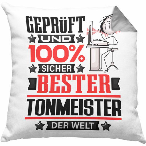 Tonmeister Geschenk Lustiger Spruch für Tonmeister Geschenkidee Bester Tonmeister Der WeltKissen mit Füllung 40x40 (Grau) Grau Trendation