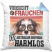 Australian Shepherd Besitzerin Frauchen Kissen mit Füllung 40x40 Geschenk Lustiger Spruch Geschenkidee Vorsicht Vor Dem Frauchen (Grau) Blau Trendation