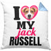 Jack Russell Besitzerin Kissen mit Füllung 40x40 Geschenk Lustiger Spruch Geschenkidee I Love My Jack Russell (Grau) Blau Trendation
