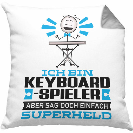 Keyboard-Spieler Geschenk Kissen mit Füllung 40x40 Ich Bin Keyboard-Spieler Aber Sag Doch Einfach Superheld Lustige Geschenkdiee für Keyboard-Spieler (Grau) Grau Trendation