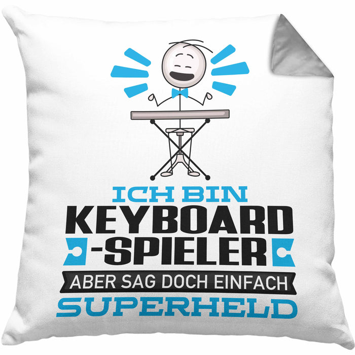 Keyboard-Spieler Geschenk Kissen mit Füllung 40x40 Ich Bin Keyboard-Spieler Aber Sag Doch Einfach Superheld Lustige Geschenkdiee für Keyboard-Spieler (Grau) Grau Trendation