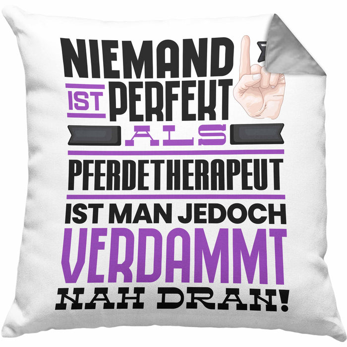 Pferdetherapeut Geschenk Kissen mit Füllung 40x40 Lustige Geschenkidee für Pferdetherapeut Geburtstag Niemand Ist Perfekt Aber Als Pferdetherapeut Ist Man Nah Dran (Grau) Grau Trendation