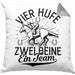 Reiterin Kissen mit Füllung 40x40 Spruch Geschenk Pferde-Liebhaberin Geschenkidee Mädchen Vier Hufe Zwei Beine Ein Team (Grau) Grau Trendation