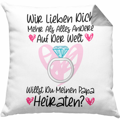 Heiratsantrag Ideen Überraschung Mann Frau Heiratsantragsgeschenk Gechenke Kissen mit Füllung 40x40 Verlobung Heiraten Kinder Lustig (Grau) Grau Trendation