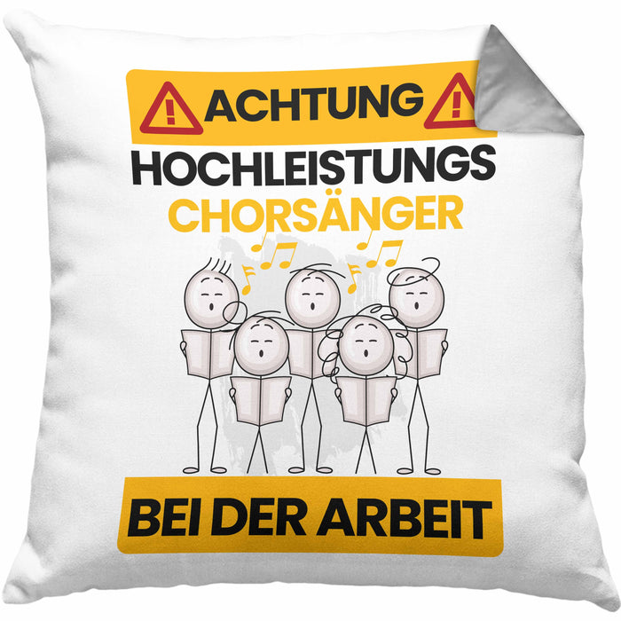 Chorsänger Kissen mit Füllung 40x40 Geschenk Lustiger Spruch Geschenkidee für Chorsänger Achtung Hochleistungs Chorsänger Bei Der Arbeit (Grau) Grau Trendation