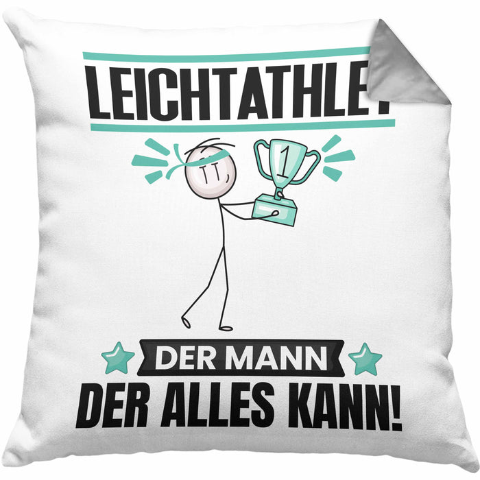 Leichtathlet Kissen mit Füllung 40x40 Geschenk für Leichtathlet Der Mann Der Alles Kann Geschenkidee zum Geburtstag (Grau) Grau Trendation