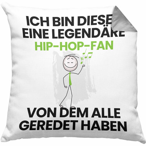 Hip-Hop-Fan Geschenk Kissen mit Füllung 40x40 Lustige Geschenkidee Geburtstag für Hip-Hop-Fan Ich Bin Dieser Legendäre Hip-Hop-Fan Von Dem Alle Geredet Haben (Grau) Grau Trendation