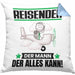 Reisender Kissen mit Füllung 40x40 Geschenk für Reisender Der Mann Der Alles Kann Geschenkidee zum Geburtstag (Grau) Blau Trendation