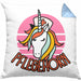 Lustige Pflege Geschenkidee für Pflegerinnen Kissen mit Füllung 40x40 Einhorn "Pflegehorn" Spruch (Grau) Blau Trendation