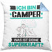 Camper Kissen mit Füllung 40x40 Geschenk für Camper Geburtstag Lustiger Spruch Was Ist Deine Superkraft (Grau) Blau Trendation