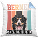 Berner Sennen Besitzer Kissen mit Füllung 40x40 Geschenk Lustiger Spruch Geschenkidee Retro Vinatge Berner Sennen (Grau) Blau Trendation