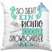 Snowboarder Kissen mit Füllung 40x40 Geschenk So Sieht Ein Richtig Cooler Snowboarder Aus Geschenkidee Spruch Lustig (Grau) Blau Trendation