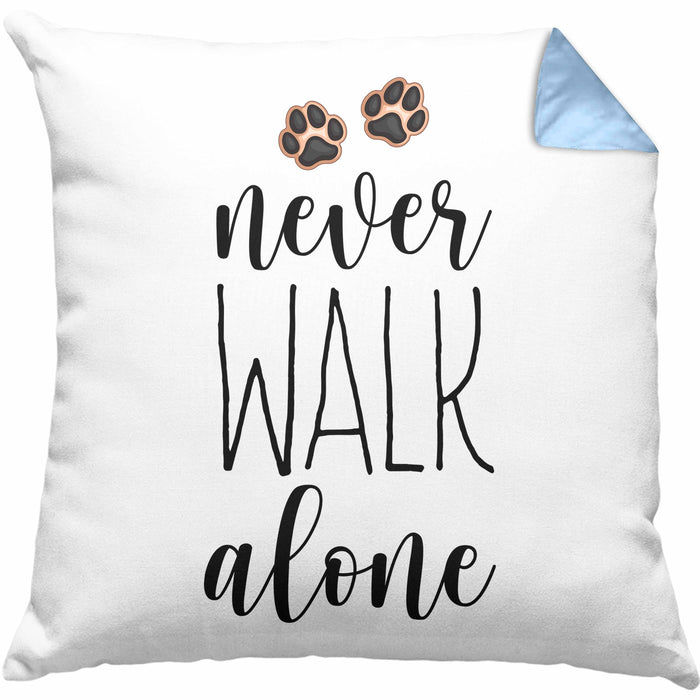 Never Walk Alone Kissen mit Füllung 40x40 Geschenk Hundebesitzer Frauchen Herrchen Geschenkidee (Grau) Blau Trendation