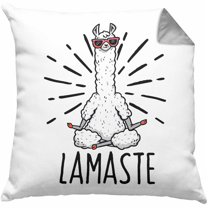Llama Meditations-Kissen mit Füllung 40x40 Geschenk für Meditationsliebhaber Meditieren (Grau) Grau Trendation