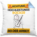Rocker Kissen mit Füllung 40x40 Geschenk Lustiger Spruch Geschenkidee für Rocker Achtung Hochleistungs Rocker Bei Der Arbeit (Grau) Blau Trendation