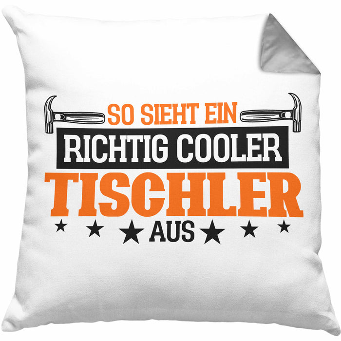 Kissen mit Füllung 40x40 Geschenk für Tischler Spruch So Sieht Ein Richtige Cooler Tischler Aus (Grau) Grau Trendation