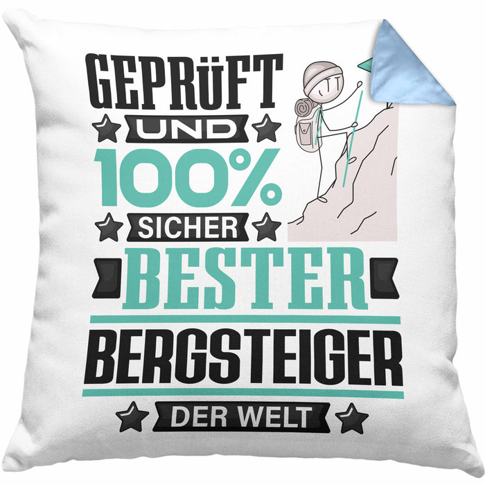 Bergsteiger Geschenk Lustiger Spruch für Bergsteiger Geschenkidee Bester Bergsteiger Der WeltKissen mit Füllung 40x40 (Grau) Blau Trendation